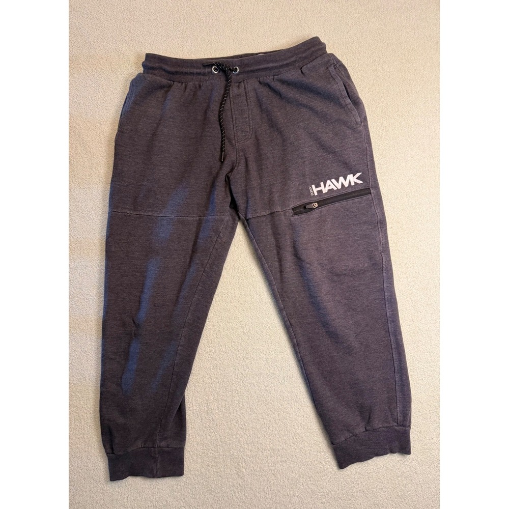 Tony Hawk Mens Jogger Sweatpants Gray Heather Zipper Pocket Large HMP2341